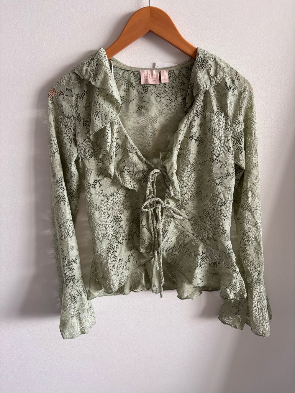 BNWT GLG Good Luck Gem Light Sage Lace Cardigan Cover Up Size M